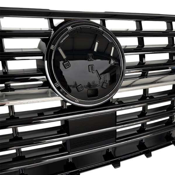 Frontgrill Kühlergrill mit Emblemhalter für VW T6.1 Bj. 19-24 Schwarz Glanz Chrom