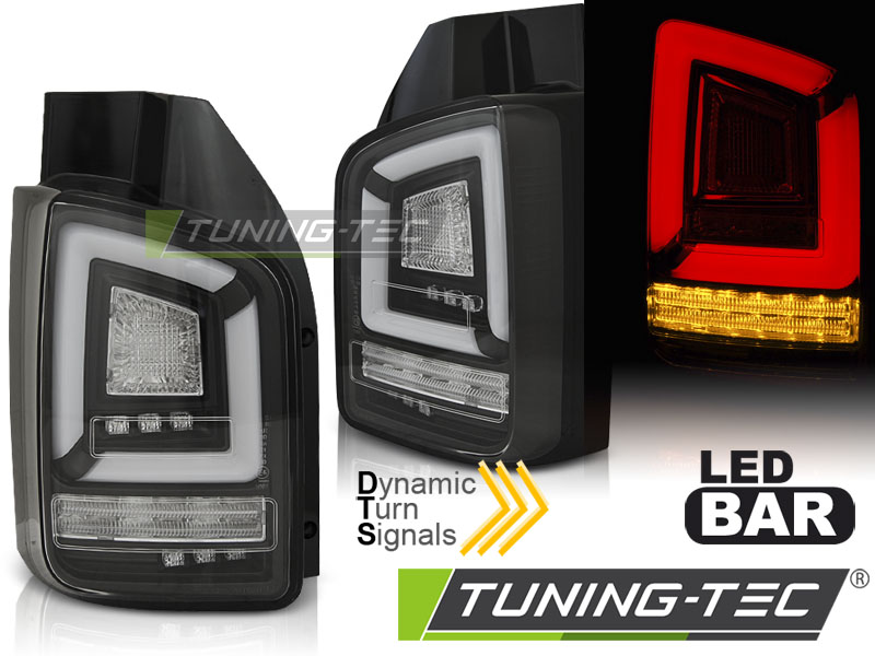 Voll LED Lightbar Rückleuchten für VW T6 Bj. 15-19 Schwarz (Flügeltüren / Halogen)