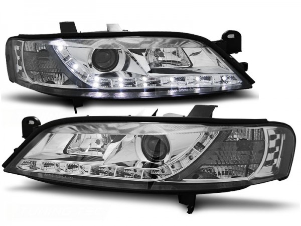 Scheinwerfer LED Tagfahrlicht Optik für Opel Vectra B Bj. 95-98 Chrom