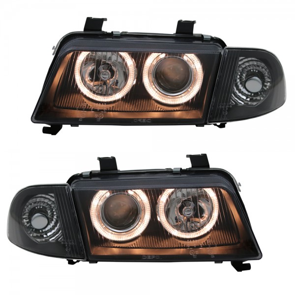Scheinwerfer Angel Eyes für Audi A4 B5 Bj. 94-98 Schwarz