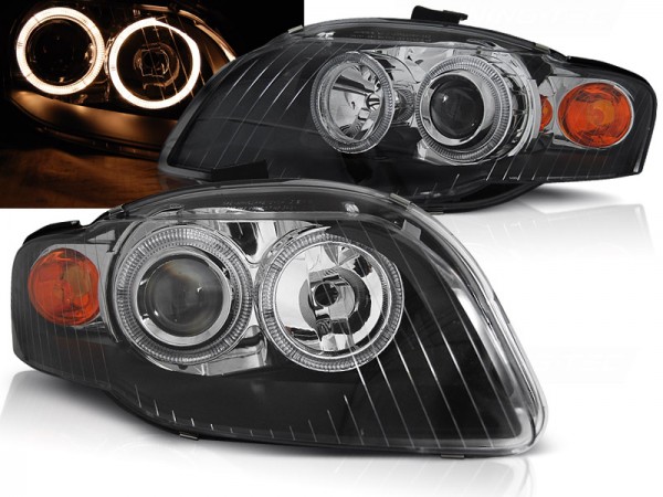 Scheinwerfer Angel Eyes für Audi A4 B7 Bj. 04-08 Schwarz