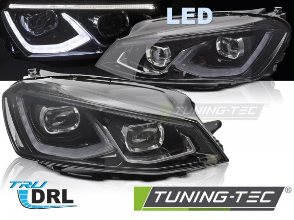 Voll LED Scheinwerfer Tagfahrlicht für VW Golf 7 Bj. 12-16 Schwarz mit dynamischem Blinker