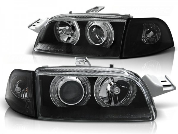 Scheinwerfer Angel Eyes für Fiat Punto 1 Typ 176 Bj. 93-99 Schwarz