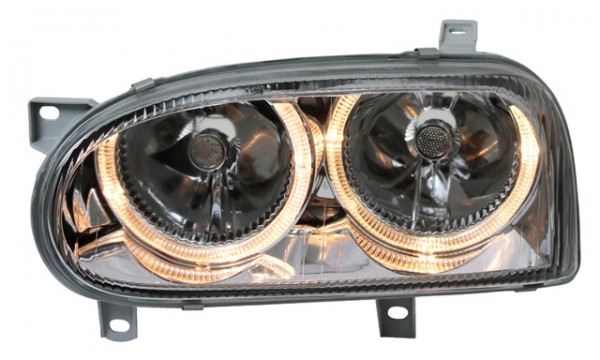 Scheinwerfer Klarglas Angel Eyes für VW Golf 3 Bj. 91-97 Chrom