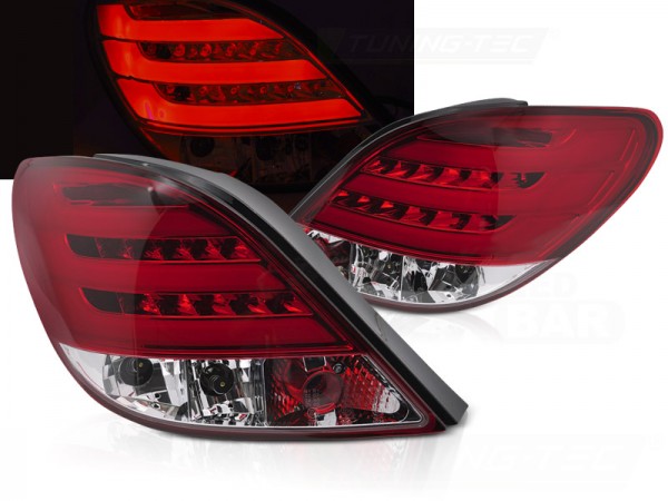 LED Lightbar Rückleuchten für Peugeot 207 Bj. 06-09 Rot/Chrom