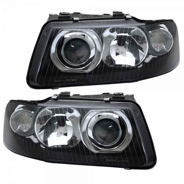 Scheinwerfer Klarglas für Audi A3 8L Facelift Bj. 00-03 Schwarz