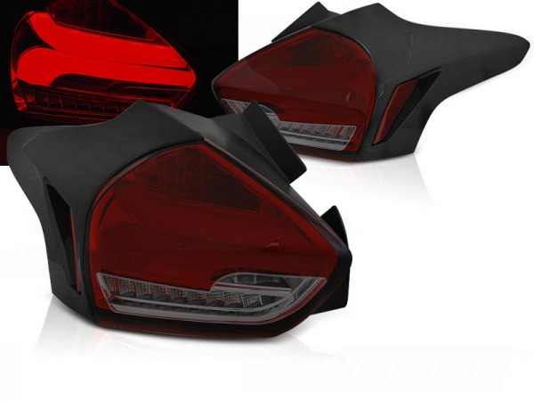 LED Lightbar Rückleuchten für Ford Focus MK3 Bj. 15-18 Rot/Smoke dynamischer Blinker