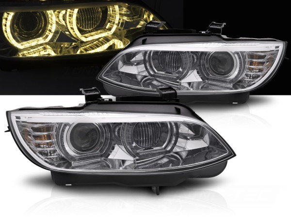 Xenon Scheinwerfer LED Tagfahrlicht Gelb für BMW E92 E93 ohne AFS Bj. 05-10 Chrom