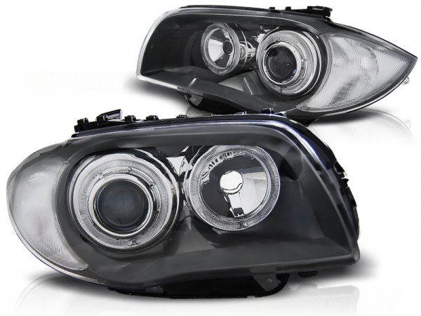 Scheinwerfer LED Angel Eyes für BMW 1er E81 E82 E87 E88 Bj. 04-11 Grau