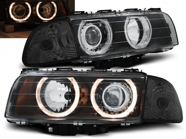 Scheinwerfer Angel Eyes für BMW 7er E38 Bj. 94-98 Schwarz