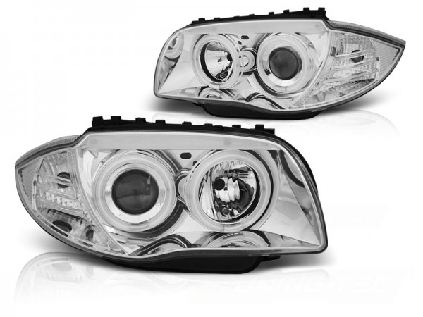 Scheinwerfer CCFL Angel Eyes für BMW 1er E81 E82 E87 E88 Bj. 04-11 Chrom