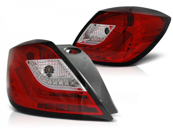 LED Lightbar Rückleuchten für Opel Astra H GTC (3-Türer) Bj. 04-09 Rot/Chrom