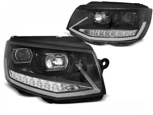 Scheinwerfer DRL LED Tagfahrlicht für VW T6 Bj. 15-19 Schwarz mit dynamischem LED Blinker