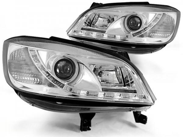 Scheinwerfer LED Tagfahrlicht Optik für Opel Zafira A Bj. 99-06 Chrom