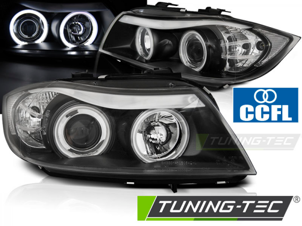 Scheinwerfer CCFL Angel Eyes für BMW 3er E90 E91 Bj. 05-08 Schwarz