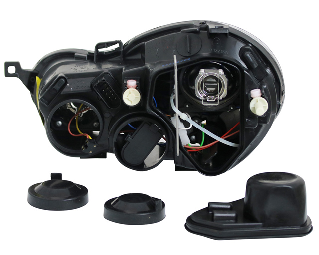 Scheinwerfer Angel Eyes für VW Polo 9N Bj. 01-05 Schwarz