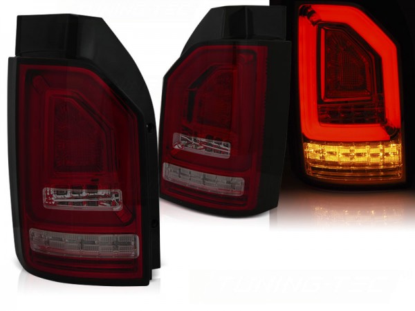 Voll LED Lightbar Rückleuchten für VW T6 Bj. 15-19 Rot/Smoke (Heckklappe / LED)