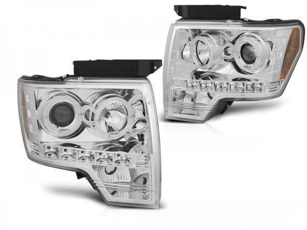 Scheinwerfer Angel Eyes für Ford F150 MK12 Bj. 08-14 Chrom