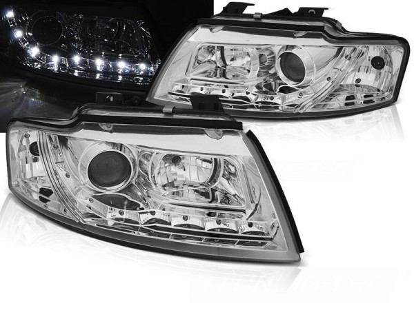 Scheinwerfer LED Tagfahrlicht Optik für Audi A4 B6 Cabrio 8H 02-06 Chrom