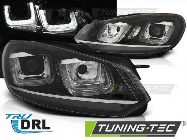 Scheinwerfer U-Tube LED Tagfahrlicht für VW Golf 6 Bj. 08-13 Schwarz Chrom Edition