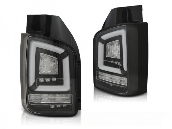 Voll LED Lightbar Rückleuchten für VW T6 Bj. 15-19 Schwarz (Flügeltüren / Halogen)