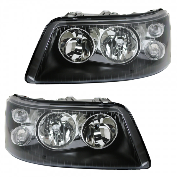 Doppellinsen Scheinwerfer Klarglas für VW T5 Bj. 03-09 Schwarz