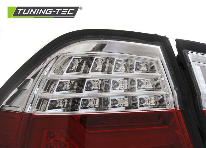 LED Lightbar Rückleuchten für BMW E90 Limo Bj. 05-08 Rot/Chrom
