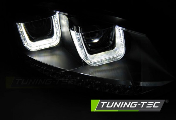 Scheinwerfer U-Tube LED Tagfahrlicht Optik für VW Polo 6R 6C Bj. 09-17 Schwarz