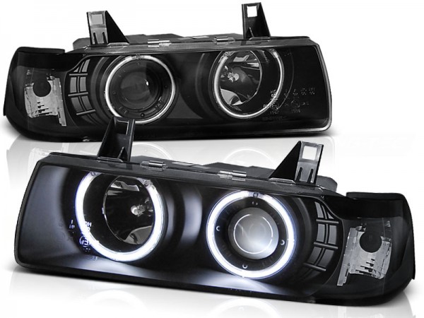 Scheinwerfer CCFL Angel Eyes für BMW 3er E36 Limo Touring Bj. 90-99 Schwarz