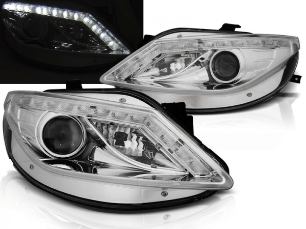 Scheinwerfer LED Tagfahrlicht Optik für Seat Ibiza 6J Bj. 08-12 Chrom