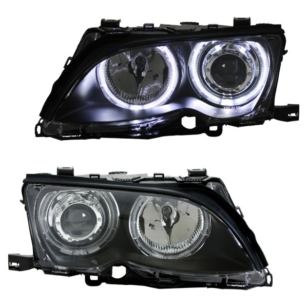 Scheinwerfer LED Angel Eyes für BMW 3er E46 Limo Touring Bj. 01-05 Schwarz