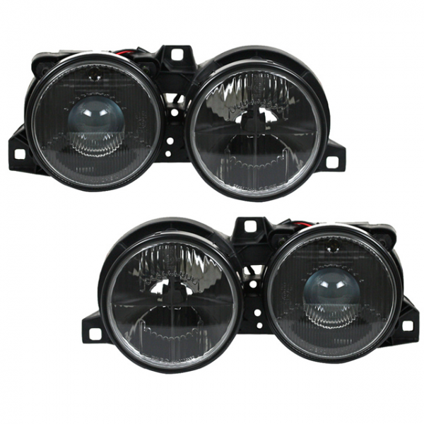 Scheinwerfer Klarglas für BMW 3er E30 Bj. 82-94 Schwarz mit Fadenkreuz