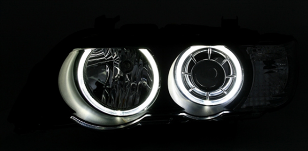 Scheinwerfer LED Angel Eyes für BMW X5 E53 Bj. 99-03 Schwarz
