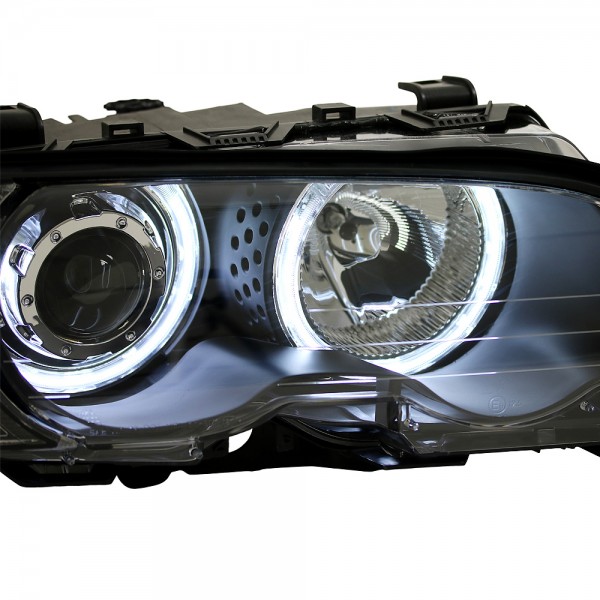 Scheinwerfer CCFL Angel Eyes für BMW 3er E46 Coupe Cabrio Bj. 99-03 Schwarz