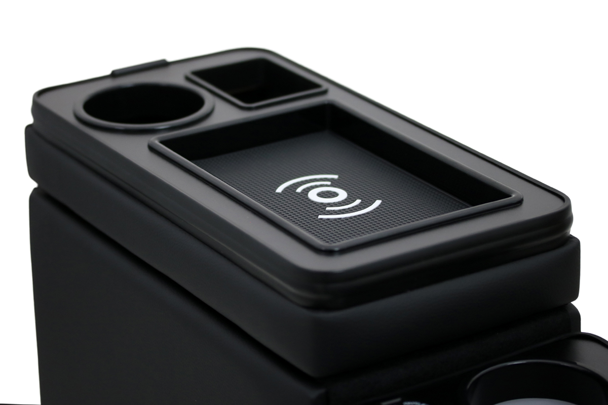 Black Edition USB Mittelkonsole Staufach für VW T5 T5 GP Facelift LED RGB  Beleuchtung + Induktion, T5, VW, Mittelkonsole, Interior