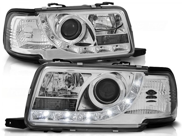 Scheinwerfer LED Tagfahrlicht Optik für Audi 80 B4 Bj. 91-96 Chrom