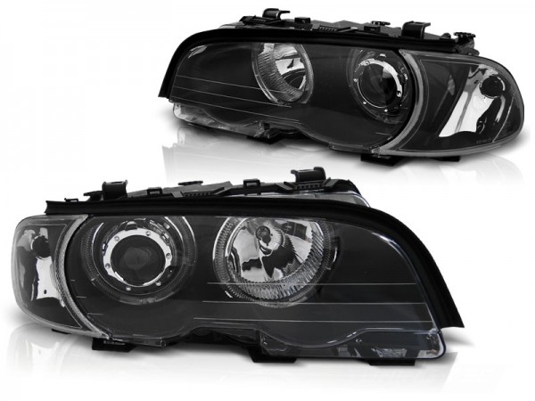Scheinwerfer LED Angel Eyes für BMW 3er E46 Coupe Cabrio Bj. 99-03 Schwarz
