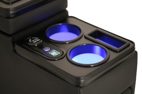 Black Edition USB Mittelkonsole Staufach für VW T6 T6.1 LED RGB Beleuchtung + Induktion