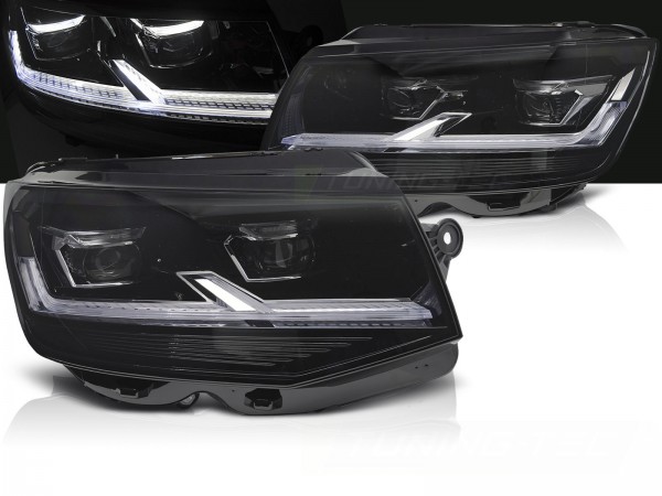 Voll LED Scheinwerfer Tagfahrlicht für VW T6 Bj. 15-19 Schwarz mit LED Blinker