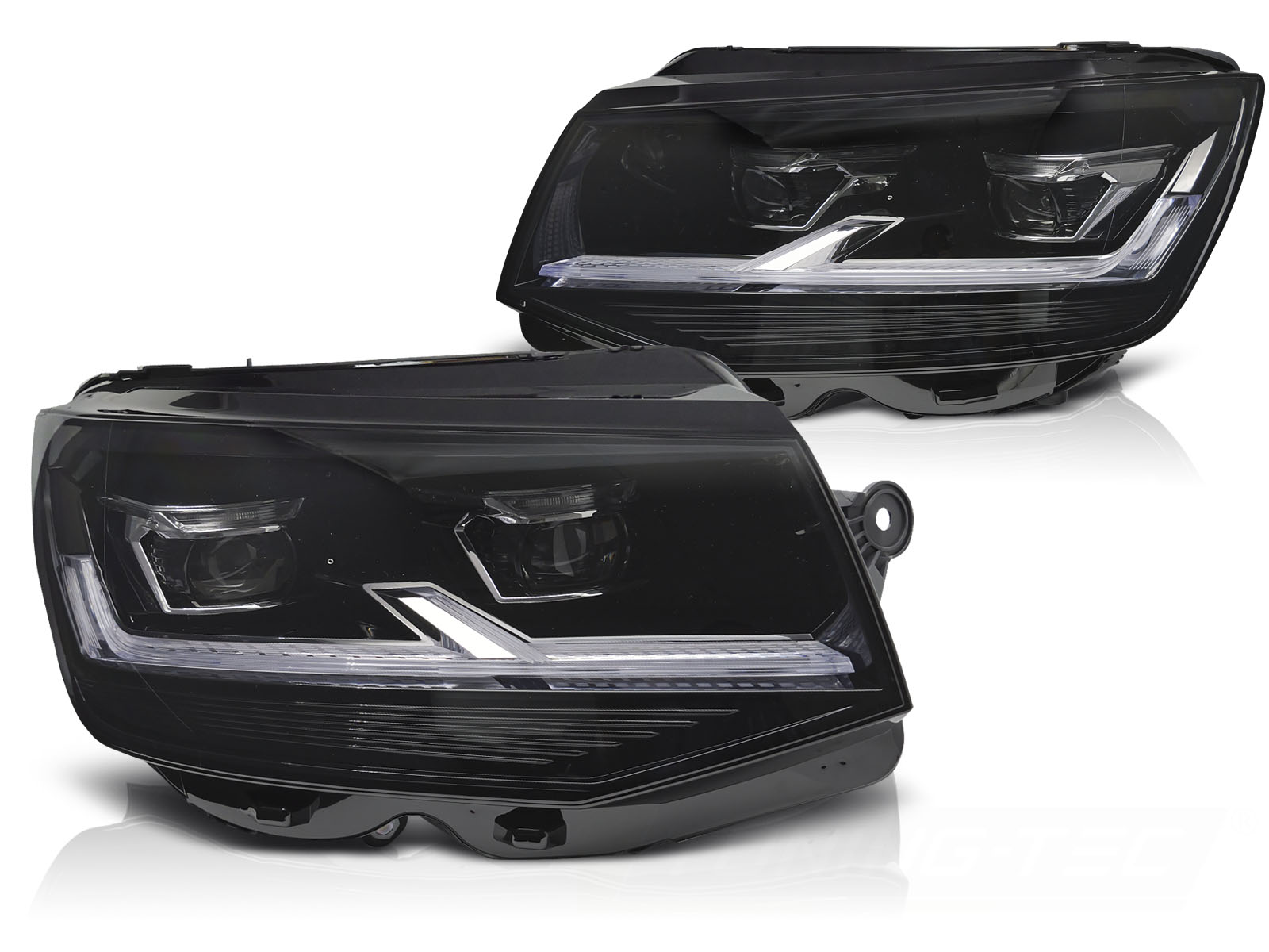 Voll LED Scheinwerfer Tagfahrlicht für VW T6 Bj. 15-19 Schwarz mit LED Blinker