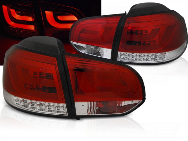 LED Lightbar Rückleuchten für VW Golf 6 (VI) Bj. 08-12 Rot/Chrom