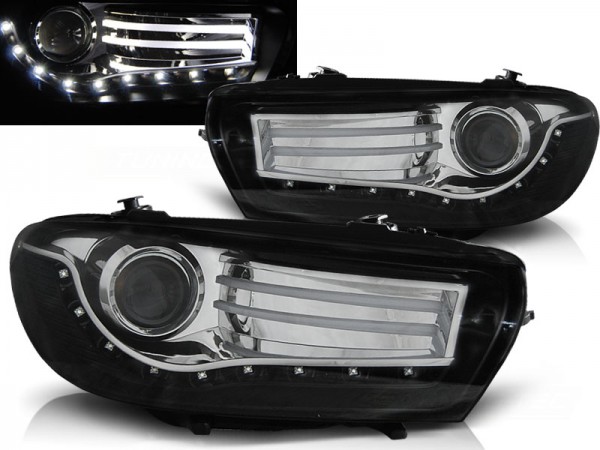 Scheinwerfer LED Tagfahrlicht Optik für VW Scirocco 3 Bj. 08-14 Schwarz