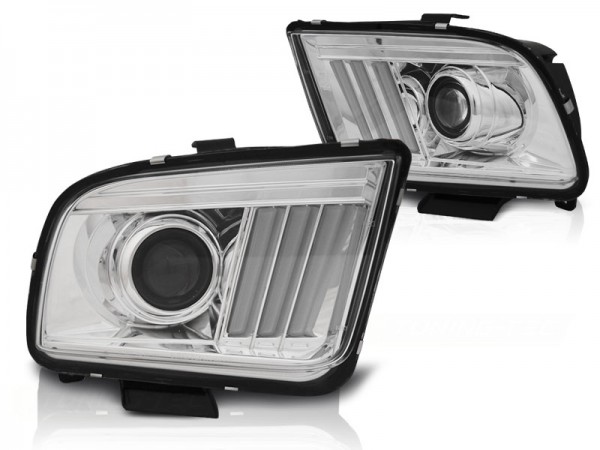 Scheinwerfer LED Tagfahrlicht Optik für Ford Mustang IV Bj. 04-09 Chrom LTI