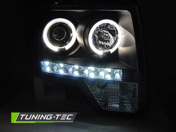 Scheinwerfer Angel Eyes für Ford F150 MK12 Bj. 08-14 Schwarz