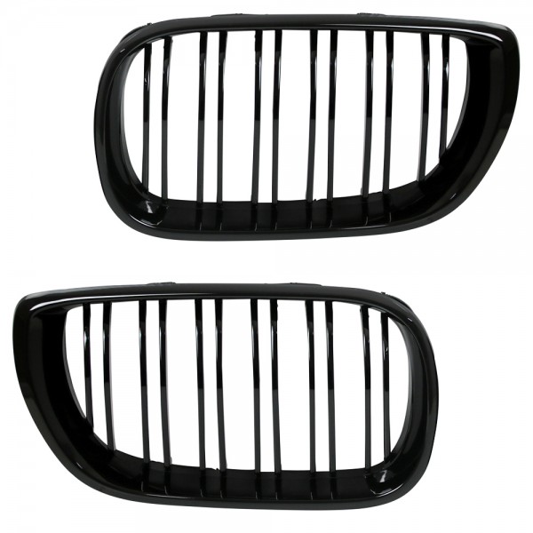 Nieren Kühlergrill für BMW E46 Limo Touring Bj. 01-05 Schwarz Klavierlack Doppelsteg