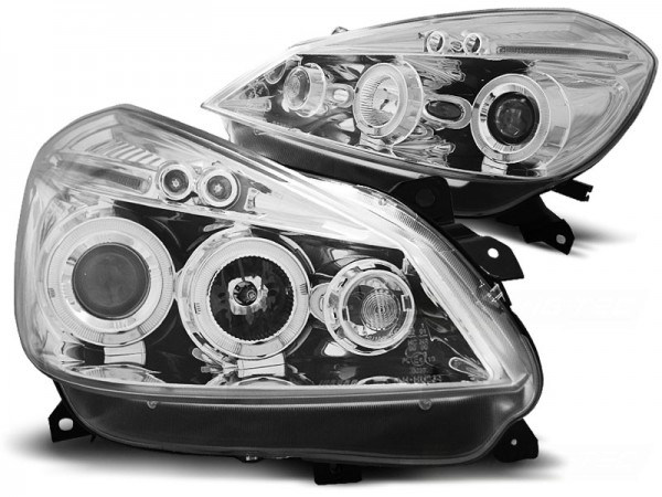 Scheinwerfer Angel Eyes für Renault Clio 3 Bj. 05-09 Chrom