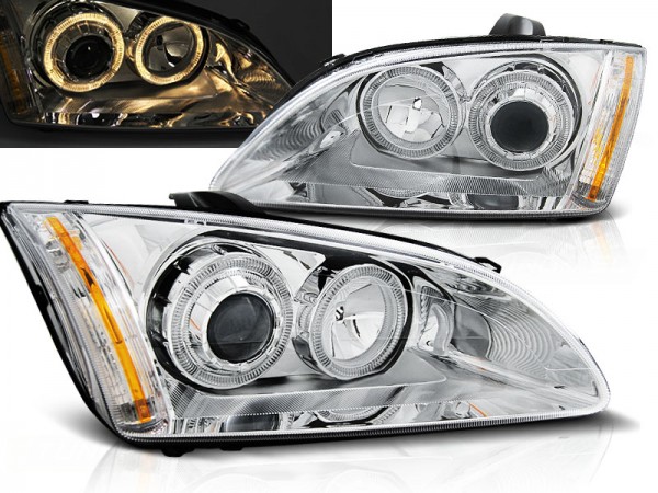 Scheinwerfer Angel Eyes für Ford Focus 2 Bj. 04-08 Chrom
