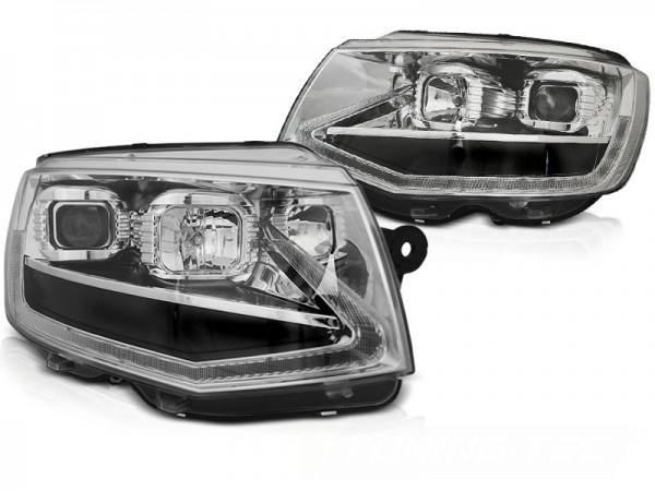 Scheinwerfer DRL LED Tagfahrlicht für VW T6 Bj. 15-19 Chrom mit dynamischem LED Blinker