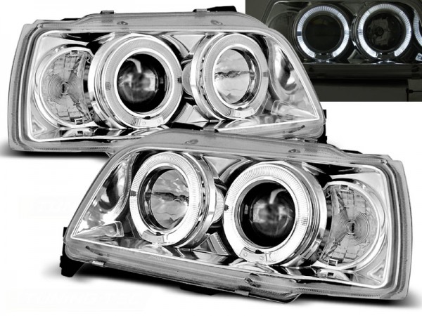 Scheinwerfer Angel Eyes für Renault Clio 1 Bj. 90-95 Chrom