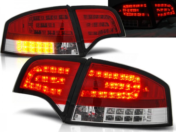 LED Rückleuchten für Audi A4 B7 (8E) Limo Bj. 04-08 Rot/Chrom